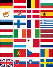 28 stickers drapeaux d' Europe 28 pays 3x2 cm sans le nom. vinyle autocollant.
