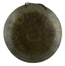 17" Gong tibétain -  Sept Chakra -Om - 43 cm -Temple Méditation Népal 834