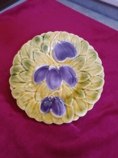  ANCIENNE ASSIETTE DESSERT CERAMIQUE BARBOTINE SARREGUEMINES FRUITS Prune