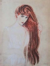 Paul César HELLEU : Femme rousse, Lithographie signée