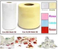 Bobine Tulle Voile Couleur : Ivoire Mètres Mt. 50 Hauteur Cm.12,5 Faveur Dragées