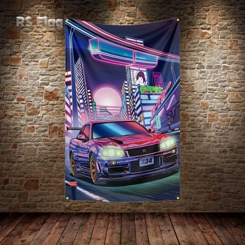 Neon city bannière 150cm - bannière,