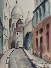 Aquarelle signée rue