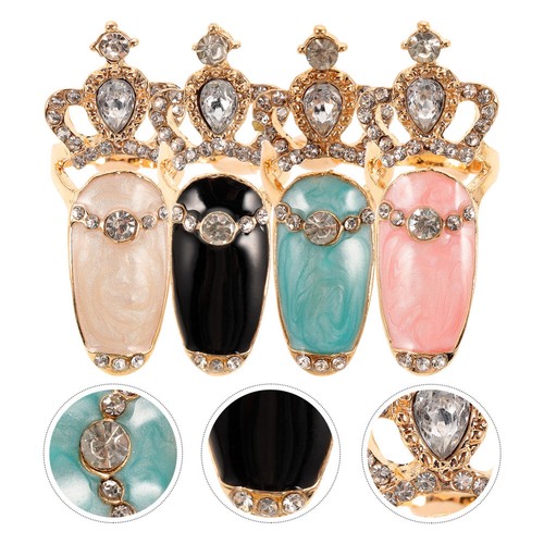 Pcs bague ongle en strass - 4,