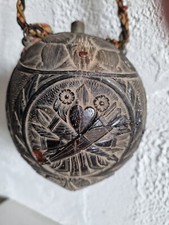 ART POPULAIRE  BAGNE XVIII , IMPORTANT TRAVAIL SCULPTÉ RÉVOLUTIONNAIRE NOIX COCO