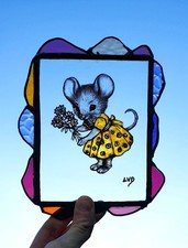 Vitrail Tiffany souris –