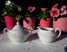 Service à thé anglais Royal Cauldon Bristol Garden crémier sucrier blanc vintage