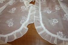 Paire de rideaux N°17 blanc cassé voilage voile fleurs volant 65 x 250 cm 