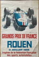 MICHEL BELIGOND RARE AFFICHE 1965 GRAND PRIX DE FRANCE FORMULE 1 ROUEN ORIGINAL