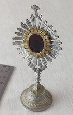 Ancien petit ostensoir soleil de poupée / reliquaire miniature