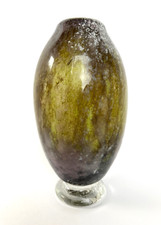 Vase ovoïd 1970 en cristal, décor lichen, Roquebrune sur Argens H:30cm