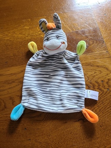 Doudou zèbre blanc gris - zèbre,