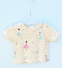 NEUF ZARA TAILLE 68 3-6 MOIS BÉBÉ FILLE T-SHIRT BALLERINE SEQUINS RAYÉS   