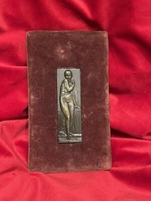 Rare Cadre Médaille Bronze Pierre TURIN élégante Nu Féminin Art Déco 1930