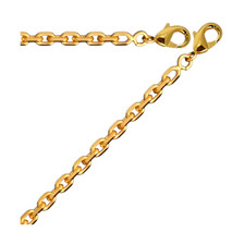 Chaîne de Cou - Femme - Maille Forçat - 45 cm - 3 mm - Plaqué Or Jaune 750/1000