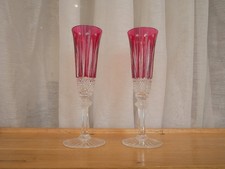 1 Flute à champagne  roemer cristal overlay rouge Saint ST Louis Tommy  18.8 cm