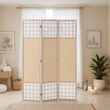Paravent Séparateur de pièce Shoji bois bambou 3 panneaux 170x120 cm Homestyle4u