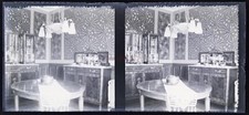 FRANCE Maison Décoration c1930 Photo NEGATIVE Plaque Stereo Vintage V50L7n8