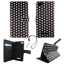Housse De Protection Pour Wiko Lenny 2 Polka Dot Noir Sac Étui Style Livre