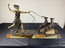 H. BALLESTE STATUE SCULPTURE ART DECO 1920/1930 FEMME DIANE , CHÊVRES