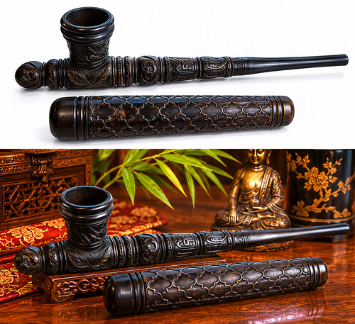 Pipe vintage sculptée bois - pipe,
