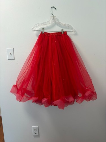 Red tulle maxi skirt - red,