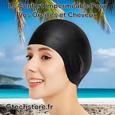 Bonnet de natation étanche grande taille en silicone protection oreilles durable