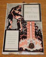 ancien PLAQUE THERMOMETRE vintage A.WEIBEL MOSER shell oil PERIN FRERES CHALOT
