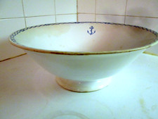 Grande JATTE 33cm ancre de marine Faience CREIL & MONTEREAU HBCM 1920/55 éclats