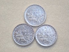 Lot : 3 superbes pièces de 5