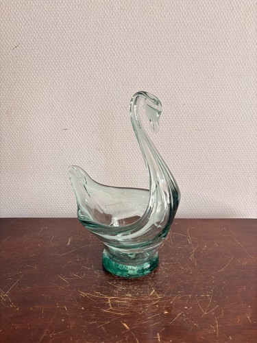 Vase coupe verre vert cygne - verre,