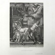 Gravure Jupiter & Danaé c1835