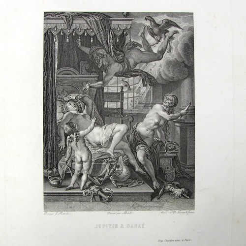 Gravure jupiter danaé c1835 - gravure,