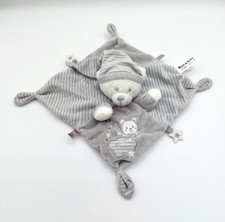 Doudou plat ours gris blanc