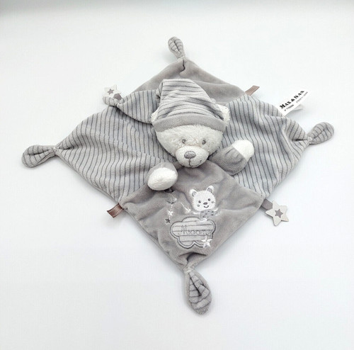 Doudou plat ours gris blanc