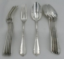 Puiforcat Fer de Lance à queue de rat, 6 couverts de table argent massif Minerve