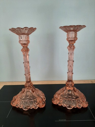Paire bougeoirs verre - paire, en