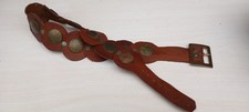 Ceinture artisanale originale en cuir véritable et laiton à médaillons T 38-40