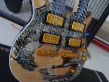 SANTANA - PRS Jaune Dragon Double Manche Sig Réplique Guitare 1:4 Échelle ~Neuf~