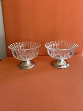 Coupelles Cristal Sur Pied Métal Argenté 