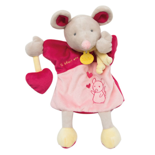 Doudou marionnette souris - , rose
