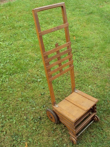 Ancien diable bois porte - diable,