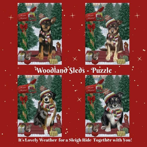 Christmas woodland sled dog - woodland,