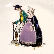 Assiette signé Platon Argyriades 1960 Couple breton Bretagne Paris Montmartre 3