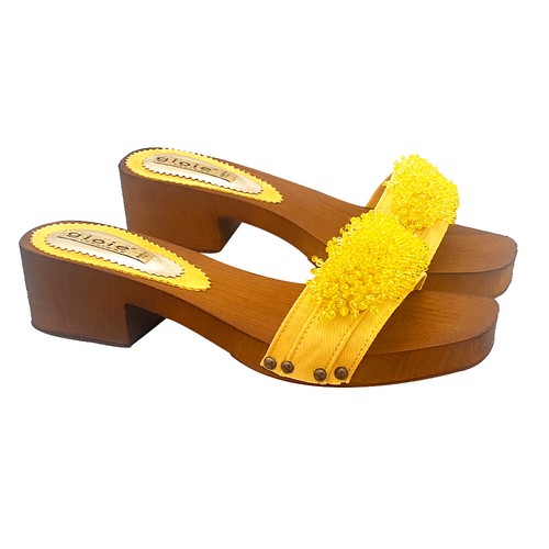 Mules avec double bande - avec, jaune