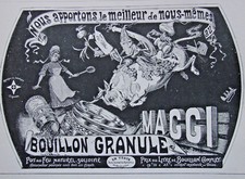  PUBLICITÉ DE PRESSE 1907 BOUILLON GRANULÉ MAGGI - VACHE - ADVERTISING