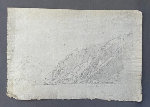 Dessin ancien daté 1837 - ,, lac