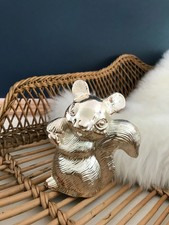 2 ⚜️ Tirelire Enfant Écureuil Métal Argenté Hauteur 12 Cm