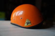 Vintage  JB Joe Brown Rock Climbing Helmet Orange Fiberglass Casque escalade