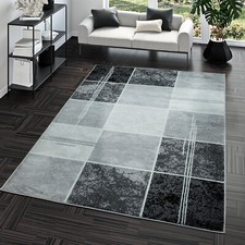 Tapis Carreau Design Moderne Tapis Pour Salon Gris Noir 
